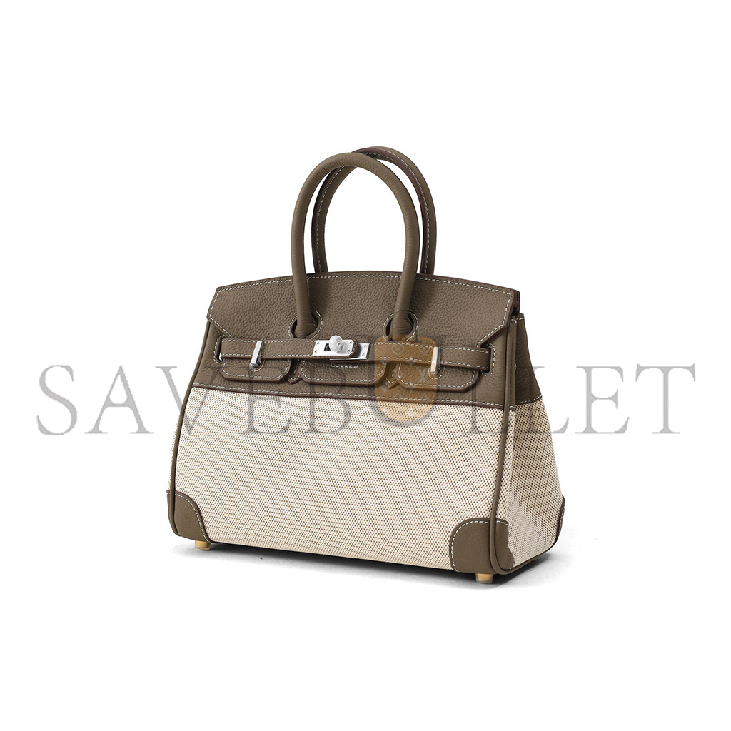 H**mes birkin 30 swift canvas elephant grey silver buckle h082686ckad (30*23*15cm)